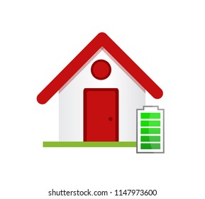House and medical symbol icon over a white background