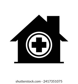 house with medical symbol, illustration of medical clinic and hospital icon vector