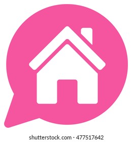 House Mention icon. Vector style is flat iconic symbol, pink color, white background.