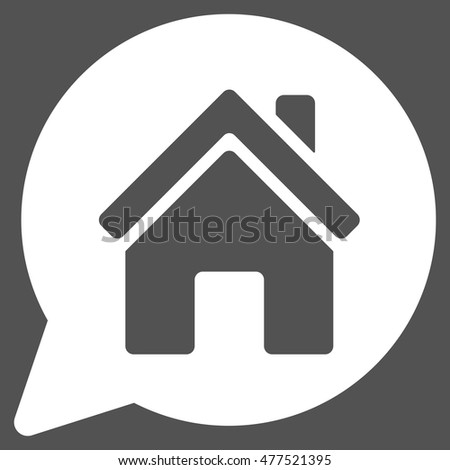 House Mention icon. Vector style is flat iconic symbol, white color, gray background.