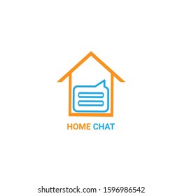 house message logo in the form of chat in the house.
stay at home