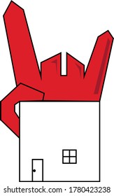 house of metal hand. vetore home icon metal