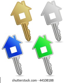 House metallic keys. Icon set. Concept of real estate
