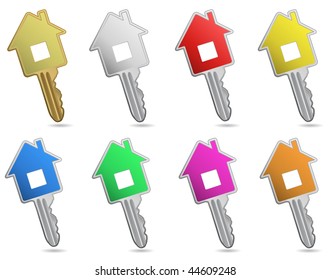 House metallic keys. Icon set. Concept of real estate