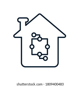 House and microcircuit. Smart home concept. Vector icon isolated on white background.