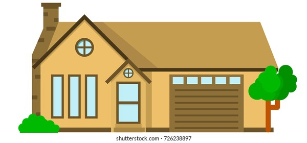 House Of A Middle Class Family Front View Vector Illustration