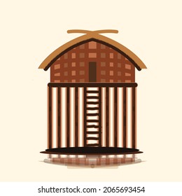 House Of Millipedes West Papua Indonesian Culture In The Afternoon, Flat Design Part 2.