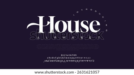 House minimal font creative modern alphabet. Typography with dot regular and number. minimalist style fonts set. vector illustration 