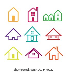 house minimal icon set. vector illustration