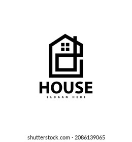 House minimal logo design template