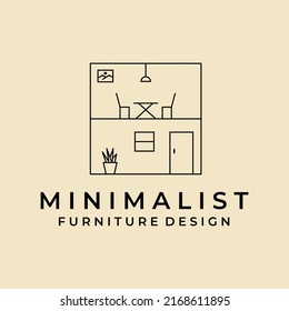 House minimalist logo line vector template design simple real estate