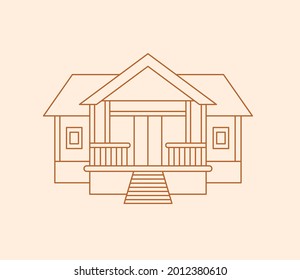 Casa. Esquema minimalista logotipo simple vectorial para inmuebles, renovación, reparaciones de casas, negocios de hoteles, pensión, albergue, alquiler de viviendas. Ilustración vectorial lineal.