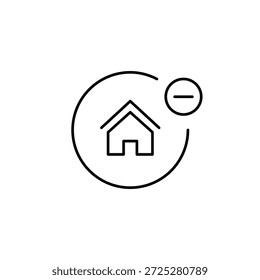 Casa e menos. Remover dispositivo inteligente. Pixel perfeito, ícone de vetor de traçado editável