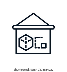 house modeling architecture icon line style vector illustration