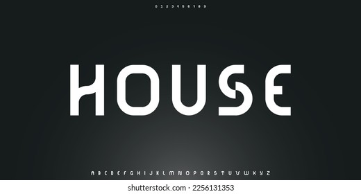 House Modern abstract digital tech font. Logo creative font, type, technology, movie, digital, music, movie. Fonts and illustration in vector format. Luxury Font.