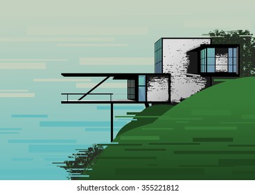 House of modern architecture, facade, exterior
