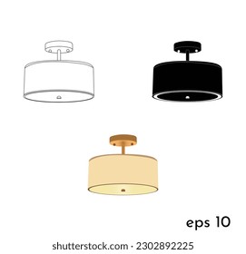 House Modern Drum Lighting Chandelier vector icon, abstract modern light vector illustration.