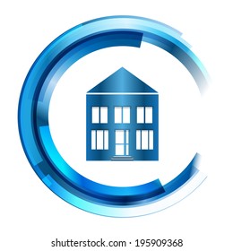 House modern real estate countryside icon design template. Concept theme label. Building vector silhouette.