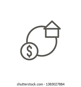 House Money Exchange, House Vector Icon. Simple Element Illustration From UI Concept. House Money Exchange, House Vector Icon. Real Estate Concept Vector Illustration.