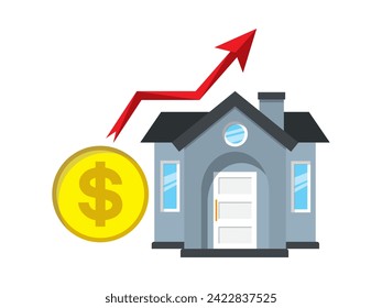 House money growth vector, increase arrow isolated on white background