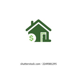 House Money Icon Logo Design With Door Symbol Vector Element.