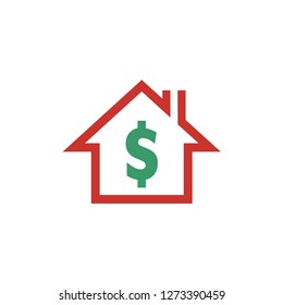 House With Money Icon Logo Vector