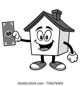 House with Money Illustration