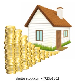House and money over white