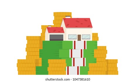 House and money vector. free space for text. wallpaper. background.