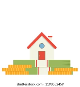House and money vector. free space for text. wallpaper.