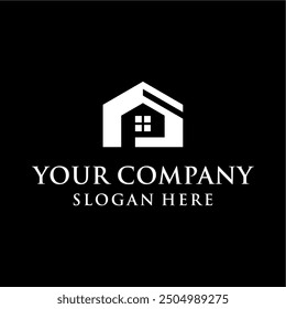 Concepto del logotipo del monograma de la casa, limpio, moderno, fuerte.