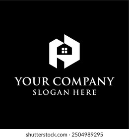 Concepto del logotipo del monograma de la casa, limpio, moderno, fuerte.