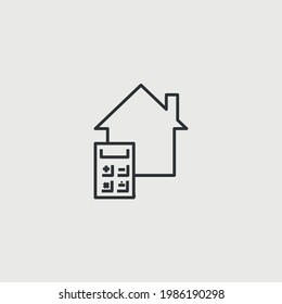 House Mortgage And Expenses Vector Icon House With Calculator