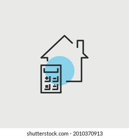 house mortgage and expenses vector icon house with calculator