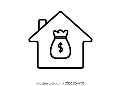 House Mortgage Icon. Icon related to Credit and Loan. suitable for web site design, app, user interfaces, printable etc. Line icon style. Simple vector design editable