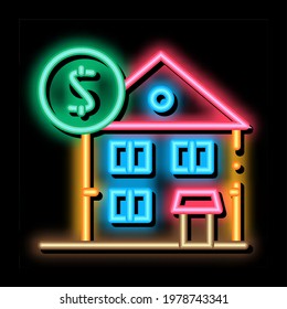 House Mortgage neon light sign vector. Glowing bright icon House Mortgage sign. transparent symbol illustration