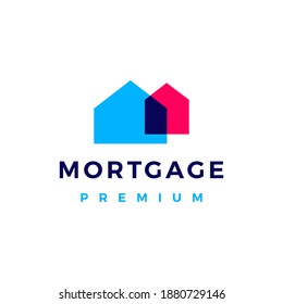 house mortgage overlapping color logo vector icon illustration