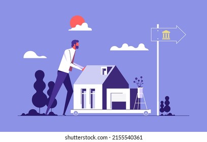 House mortgage refinancing, real estate investment. Invest in house, property purchase, loan refinance concept vector illustration