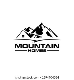 House in the mountain area. Vector logo template.