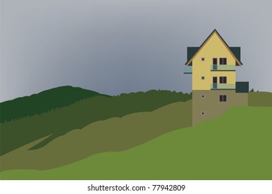 house in the mountain landscape