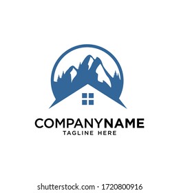 diseño vectorial de la casa y el logotipo de la montaña