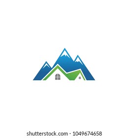 House With Mountain Logo, Vector Logo Template