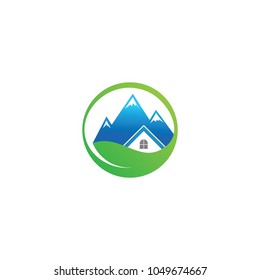 House with mountain logo, vector logo template