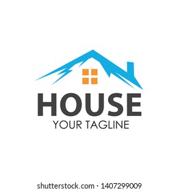 House and mountain stock logo template. Flat design