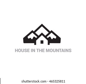 House in the mountains vector logotype.