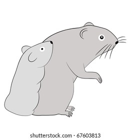 house mouse and baby mouse - vector
