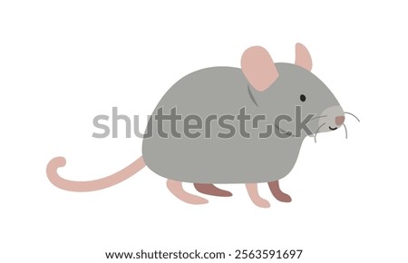 House mouse cartoon clipart. House mouse vector illustration in flat style. Hand-drawn wild animal concept
