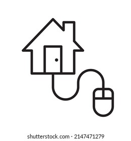 House with mouse icon, Work at home, Working remotely concept, Vector design illustration