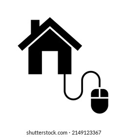 House with mouse icon, Work at home, Working remotely concept, Vector design illustration