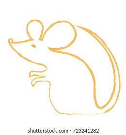 House Mouse - Linear Illustration Isolated on White Background